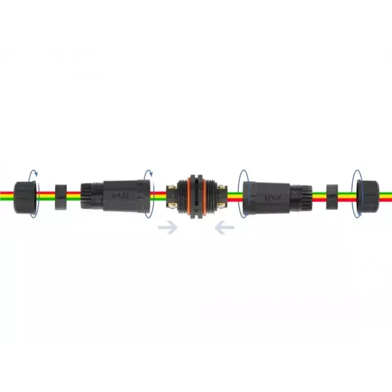 Elektrinis laidų jungtis DELOCK 86913 tiesus 85–260V juoda 25×114 mm