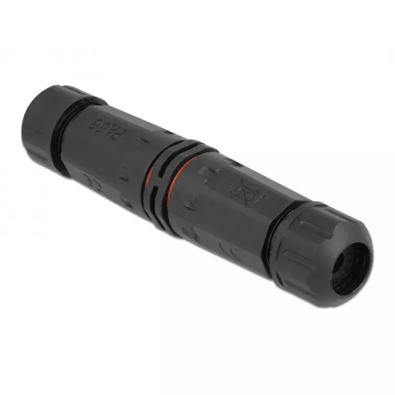 Elektrinis laidų jungtis DELOCK 86913 tiesus 85–260V juoda 25×114 mm