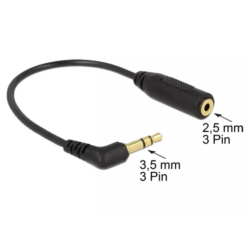 Garso kabelis DeLOCK 0,17 m 2,5 mm/3,5 mm, juodas