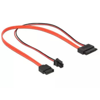 SATA kabelis DeLOCK 0,3 m SATA III 7 kontaktų + 4 kontaktų / plonas SATA III 13 kontaktų