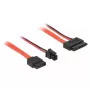 SATA kabelis DeLOCK 0,3 m SATA III 7 kontaktų + 4 kontaktų / plonas SATA III 13 kontaktų