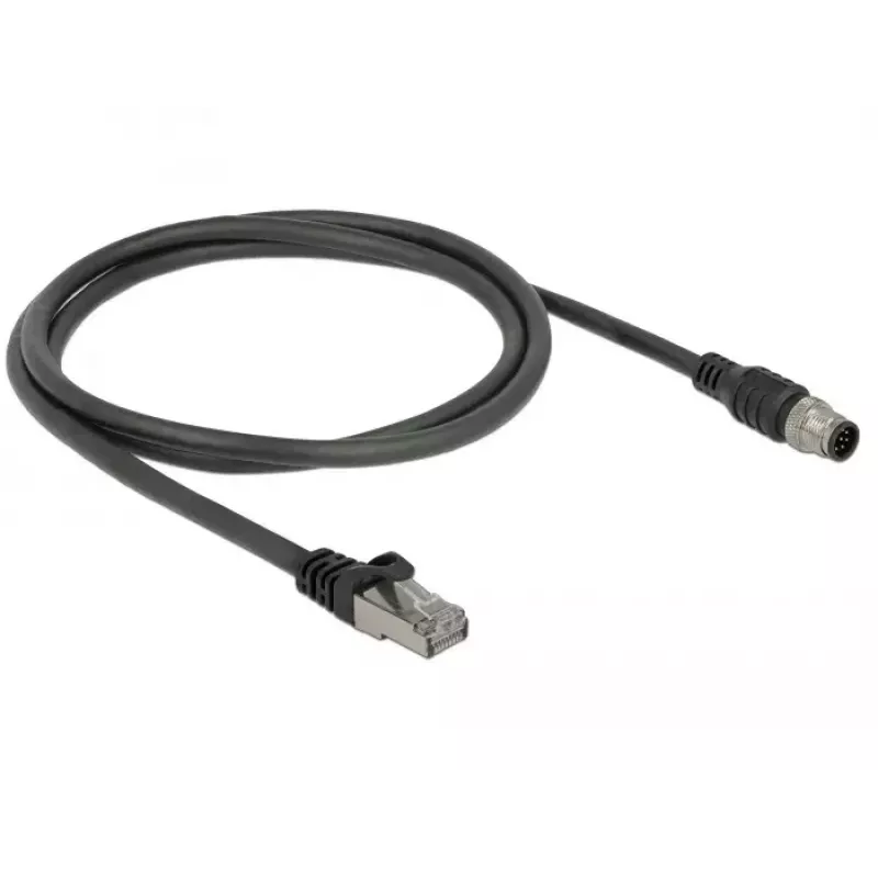 Tinklo kabelis DeLOCK 84922 RJ-45 M12 Cat5e 1 m juodas