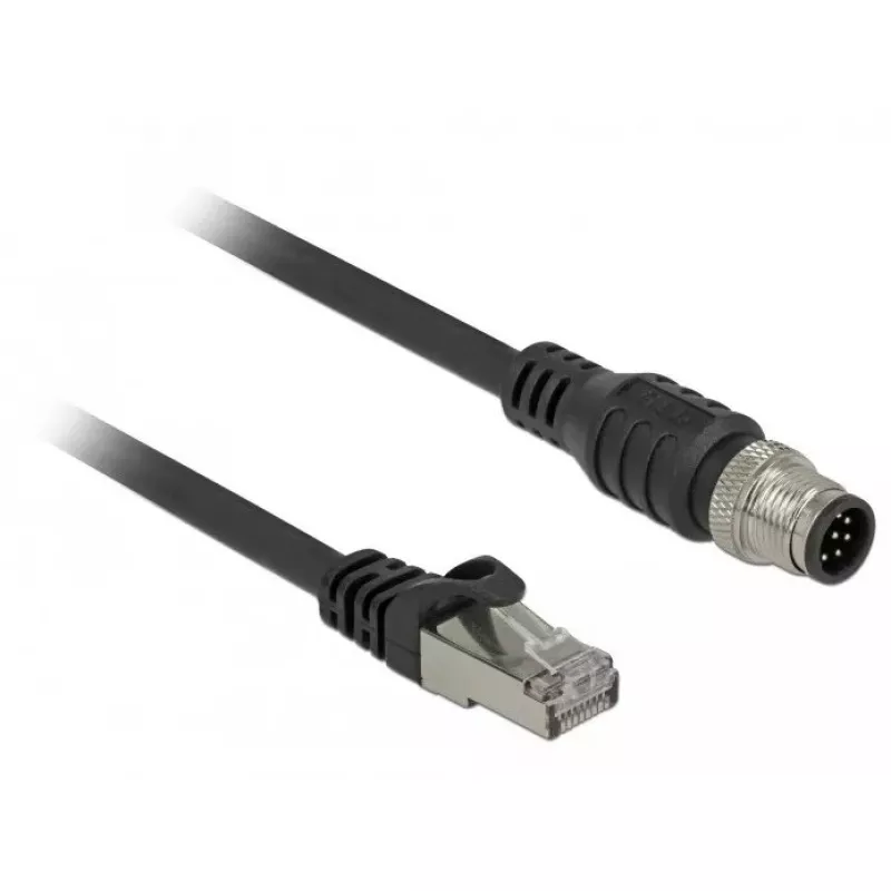 Tinklo kabelis DeLOCK 84922 RJ-45 M12 Cat5e 1 m juodas