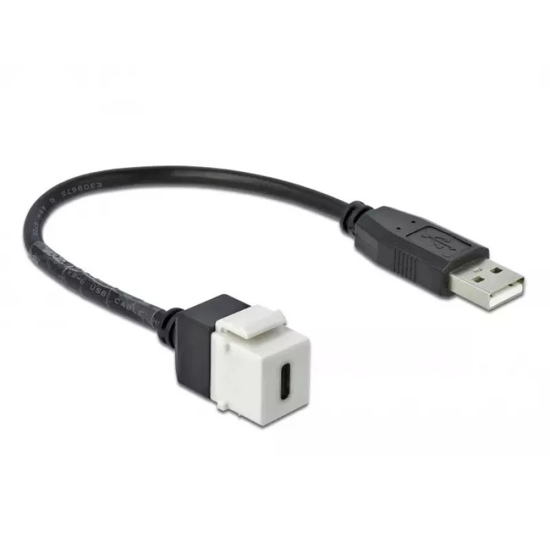 Keystone modulis DeLOCK 86382 plokščias juodos baltos spalvos USB C