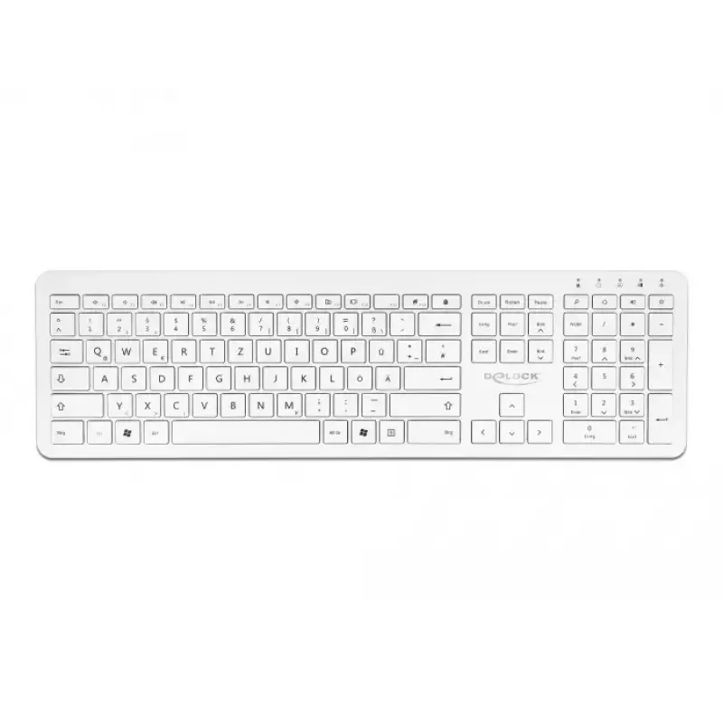 Klaviatūra DeLOCK 12014 RF belaidė QWERTZ vokiška balta