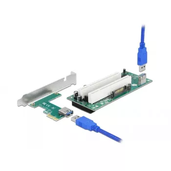 DeLOCK PCI Express x1 į 2 x PCI 32 bitų lizdų praplėtimo plokštė, 60 cm kabelis