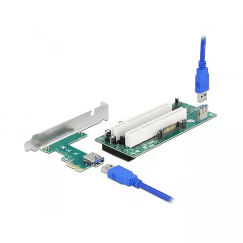 DeLOCK PCI Express x1 į 2 x PCI 32 bitų lizdų praplėtimo plokštė, 60 cm kabelis