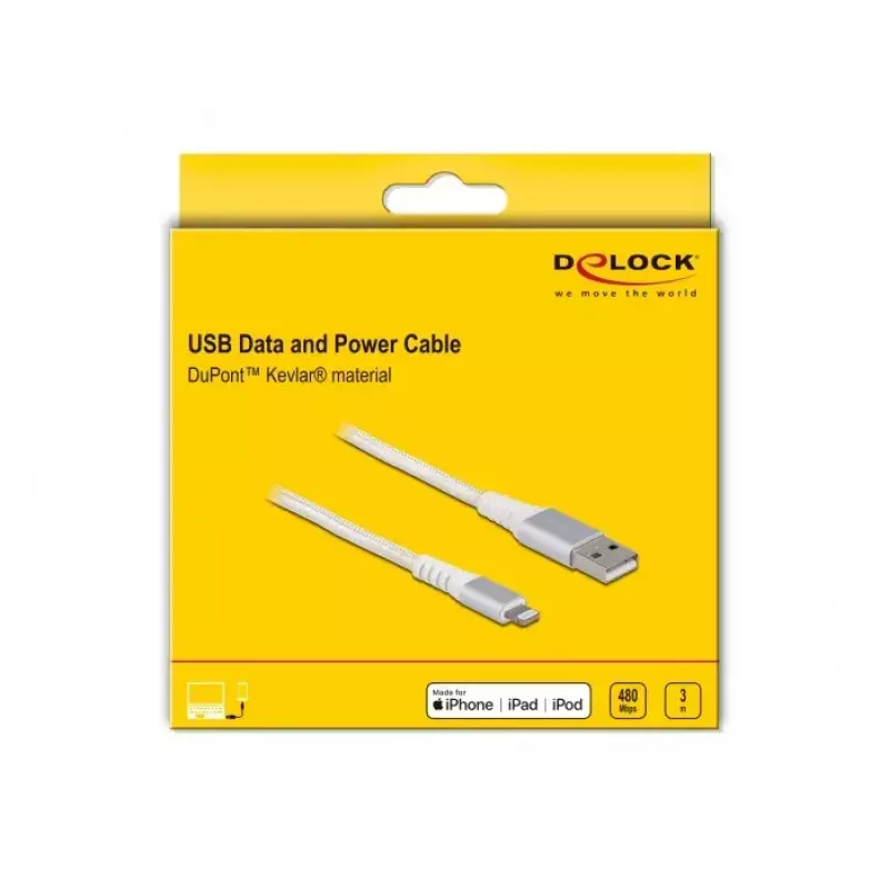 DeLOCK USB duomenų ir maitinimo kabelis, skirtas iPhone, iPad, iPod, 3 m, Lightning