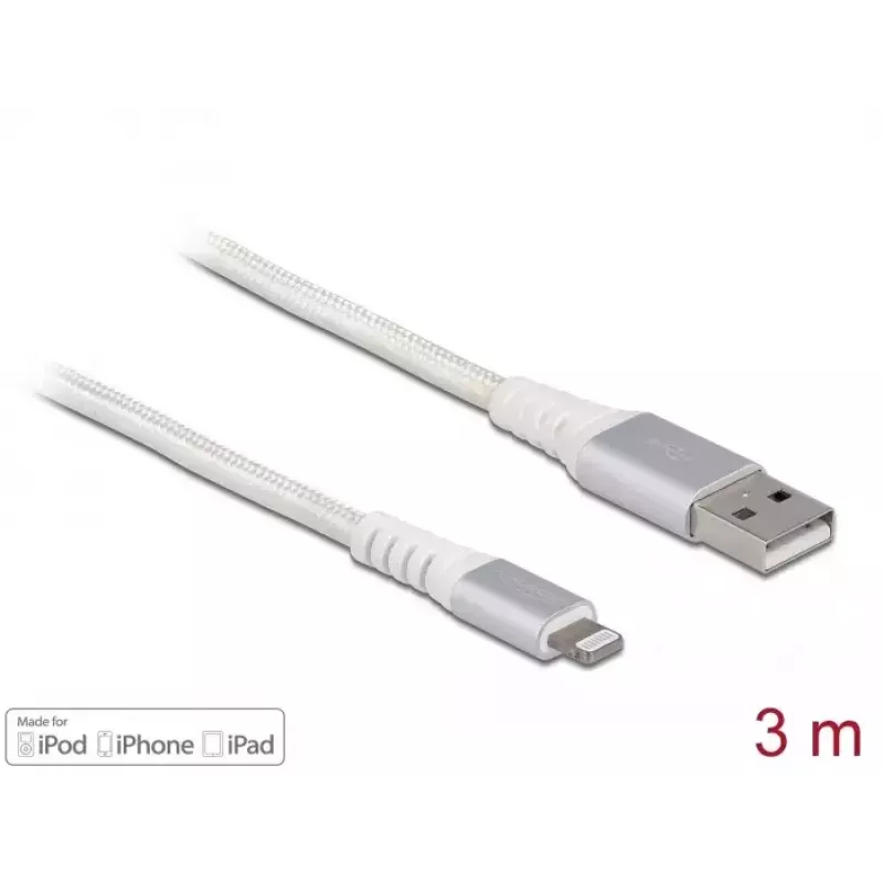 DeLOCK USB duomenų ir maitinimo kabelis, skirtas iPhone, iPad, iPod, 3 m, Lightning