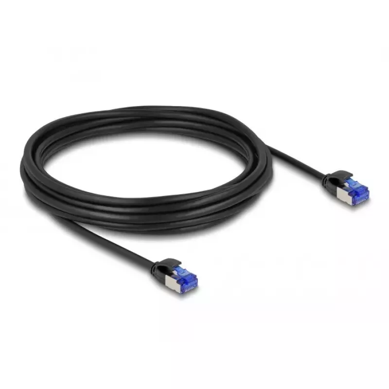 Tinklo kabelis DeLOCK RJ45 Cat.6A S/FTP plonas 5 m juodas