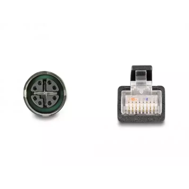 DeLOCK M12 adapterio kabelis, X-koduota 8 kontaktų jungtis (moteriška) – RJ45 (vyriškas), 50 cm