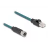 DeLOCK M12 adapterio kabelis, X-koduota 8 kontaktų jungtis (moteriška) – RJ45 (vyriškas), 50 cm