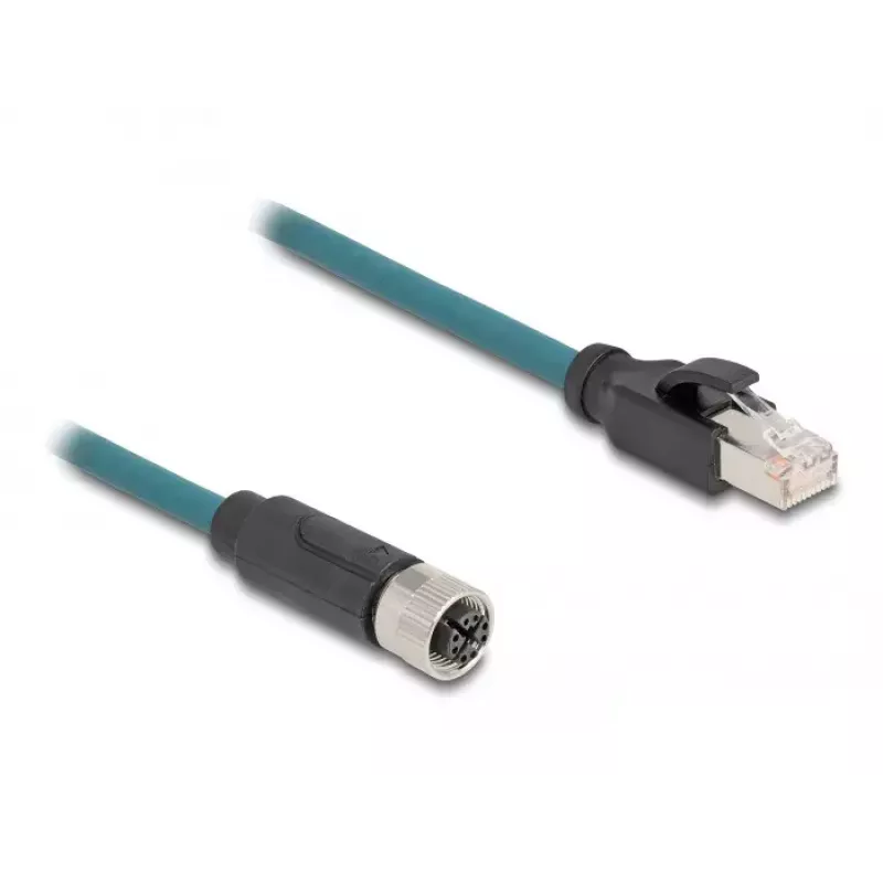 DeLOCK M12 adapterio kabelis, X-koduota 8 kontaktų jungtis (moteriška) – RJ45 (vyriškas), 50 cm
