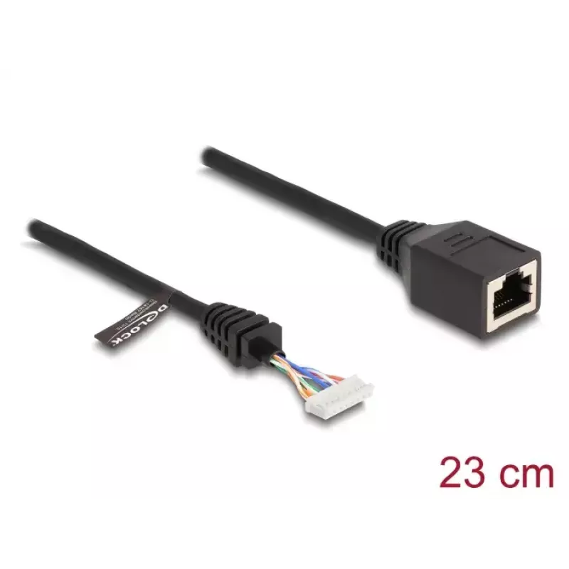 Tinklo kabelis DeLOCK 88006 RJ45 lizdas į kaiščių antgalį, moteriška Cat5e 0,23 m juodas