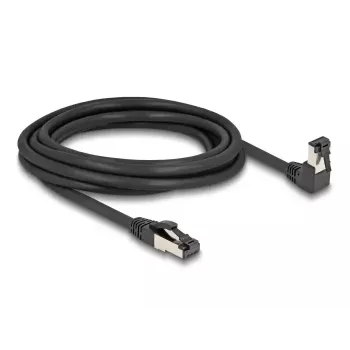 Tinklo kabelis DeLOCK RJ45 Cat.8.1 90° žemyn kampuotas / tiesus 3 m juodas