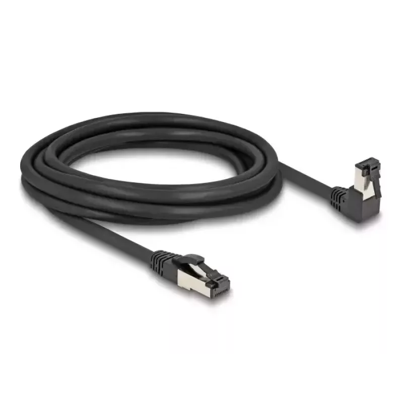 Tinklo kabelis DeLOCK RJ45 Cat.8.1 90° žemyn kampuotas / tiesus 3 m juodas