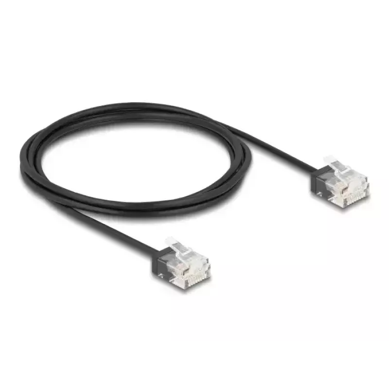Tinklo kabelis DeLOCK RJ45 Cat.6 UTP Ultra plonas 2m juodas