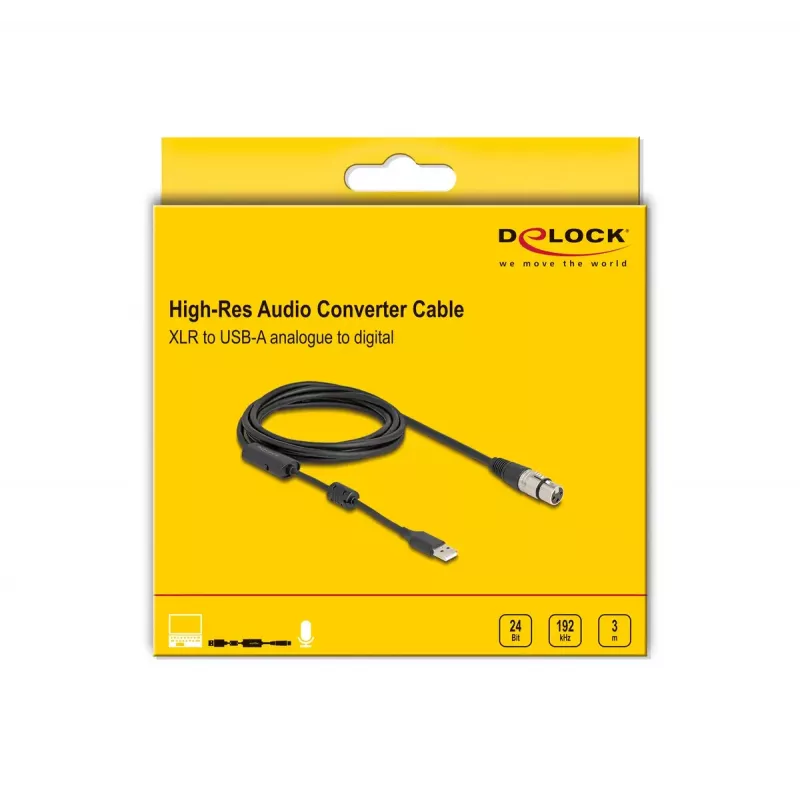 DeLOCK garso kabelis 3 m XLR 3 kontaktų USB Type-A juoda sidabrinė 84178