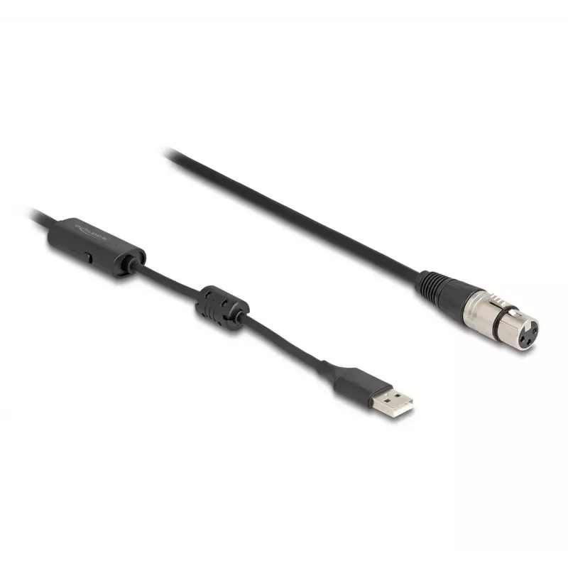 DeLOCK garso kabelis 3 m XLR 3 kontaktų USB Type-A juoda sidabrinė 84178