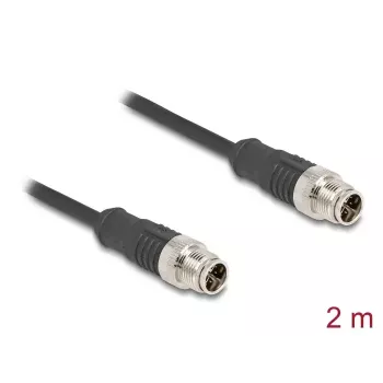 Tinklo kabelis DeLOCK M12 X koduotas 8 kontaktų kištukas-kištukas Cat5e 2 m Juodas