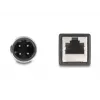 Dekock tinklo kabelis M12, D koduotas, 4 kontaktų kištukas į RJ45 lizdą, Cat5e, 0,5 m, juodas