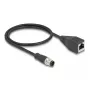 Dekock tinklo kabelis M12, D koduotas, 4 kontaktų kištukas į RJ45 lizdą, Cat5e, 0,5 m, juodas