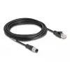 Tinklo kabelis DeLOCK M12, D koduotas, 4 kontaktų, kištukas – RJ45 kištukas, Cat5e, 5 m, juodas