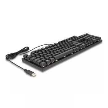 DeLOCK 12115 žaidimų klaviatūra USB QWERTZ vokiška juoda mechaninė RGB