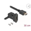 DeLOCK HDMI panel mount female 45° kampuotas to HDMI male 30 cm kabelis 8K 60 Hz juoda