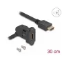 DeLOCK HDMI panel mount female 45° kampuotas to HDMI male 30 cm kabelis 8K 60 Hz juoda