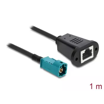 Koaksialinis kabelis DELOCK 90699 su HSD Z į RJ-45 jungtimis, 1 m, juoda/mėlyna
