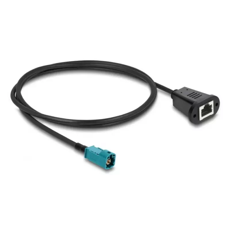 Koaksialinis kabelis DELOCK 90699 su HSD Z į RJ-45 jungtimis, 1 m, juoda/mėlyna