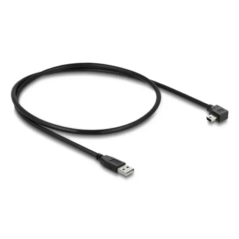 USB 2.0 kabelis DELOCK Type-A (kištukas) į Mini-USB B (kištukas) kampuotas, 1 m, juodas