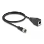 DeLOCK M12 adapterio kabelis D-koduota 4 kontaktų kištukinė jungtis į RJ45 kištukinę jungtį 50 cm