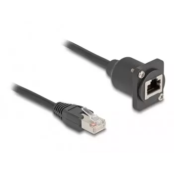 DeLOCK D-Type RJ45 kabelio kištukas-lizdas Cat.5e juodas 20 cm