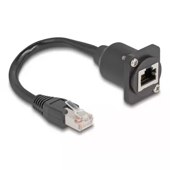 DeLOCK D-Type RJ45 kabelio kištukas-lizdas Cat.5e juodas 20 cm