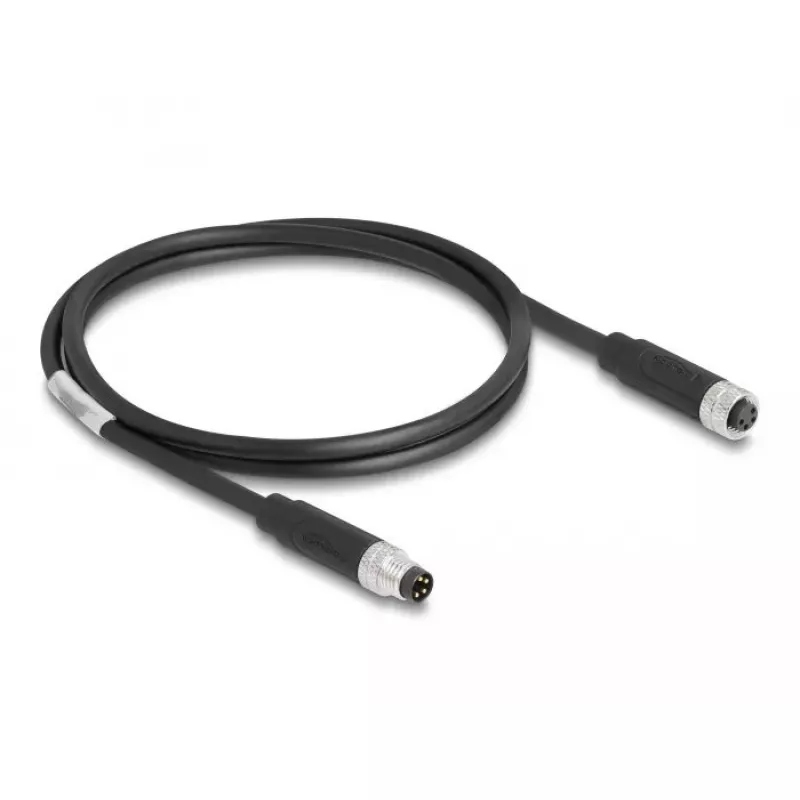 DeLOCK M8 4 kontaktų kabelis, A koduotas, kištukas–lizdas, PUR TPU, 1 m