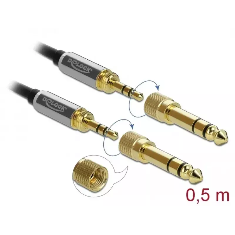 Garso kabelis DeLOCK 85784 0,5 m 3,5 mm juoda pilka