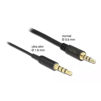 Garso prailginimo kabelis DeLOCK 66074 3,5 mm 4 kontaktų kištukas į lizdą Ultra plonas 0,5 m juodas
