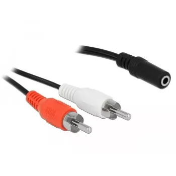 Garso kabelis DeLOCK 85808 1,4 m 2xRCA 3,5 mm juodas raudonas baltas