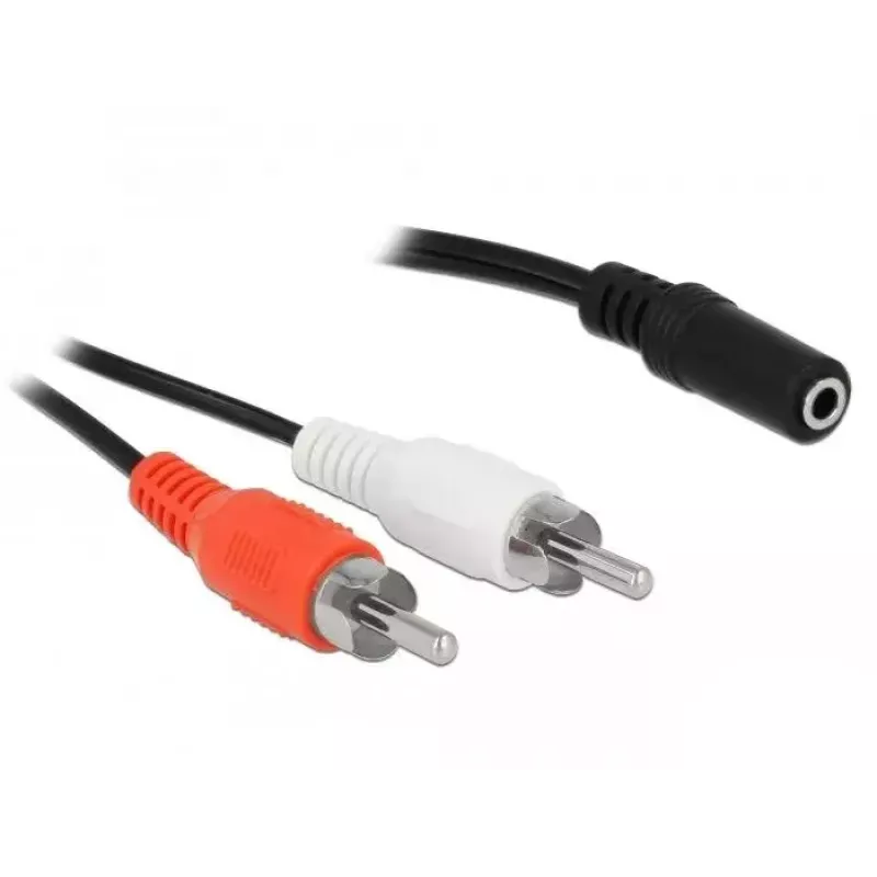 Garso kabelis DeLOCK 85808 1,4 m 2xRCA 3,5 mm juodas raudonas baltas