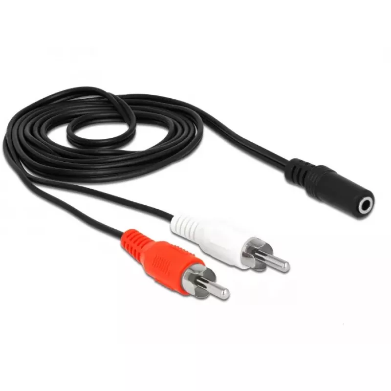 Garso kabelis DeLOCK 85808 1,4 m 2xRCA 3,5 mm juodas raudonas baltas