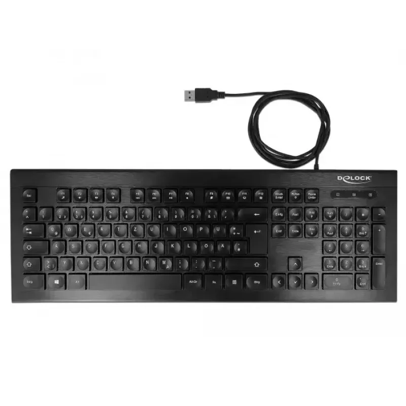 Klaviatūra DeLOCK 12672 Office USB QWERTZ vokiška juoda