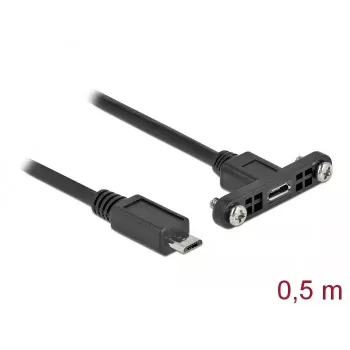 DeLOCK kabelis USB 2.0 Micro-B lizdas, montuojamas ant panelės, į USB 2.0 Micro-B kištuką 0,5 m