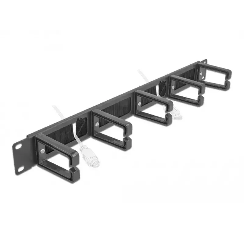 Brush panel DeLOCK 19 inch kabelis Management Brush Strip su 5 kabliais 1U juoda
