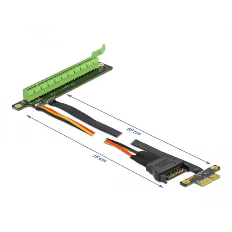 Riser Card DeLOCK PCI Express x1 į x16 su lanksčiu 80 cm kabeliu