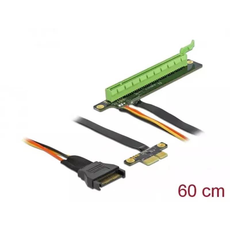 Riser Card DeLOCK PCI Express x1 į x16 su lanksčiu 80 cm kabeliu