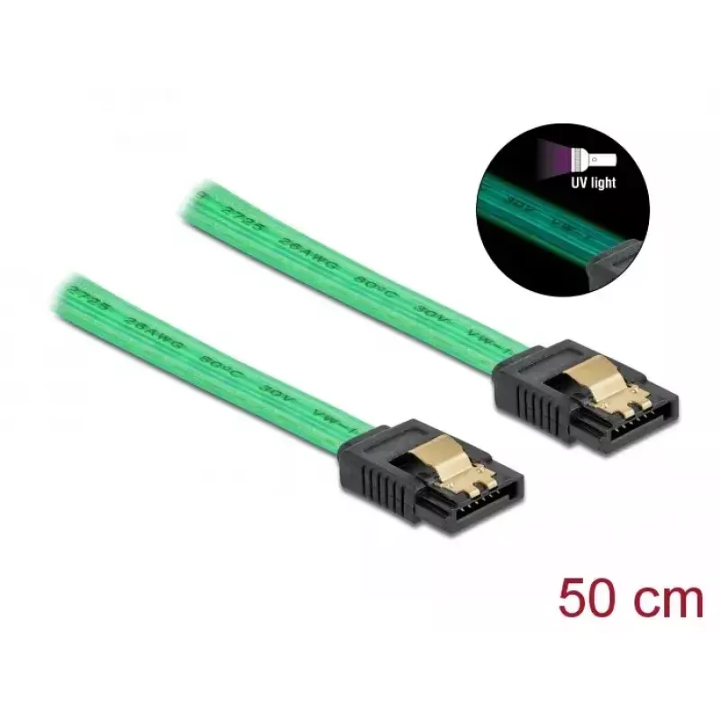 SATA kabelis DeLOCK 82069 0,5 m SATA 7-pin žalias