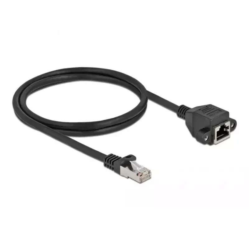 Tinklo ilginamasis kabelis DeLOCK S/FTP RJ45 kištukas į RJ45 lizdą Cat.6A 1 m juodas 87001