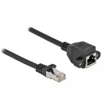 Tinklo ilginamasis kabelis DeLOCK S/FTP RJ45 kištukas į RJ45 lizdą Cat.6A 1 m juodas 87001